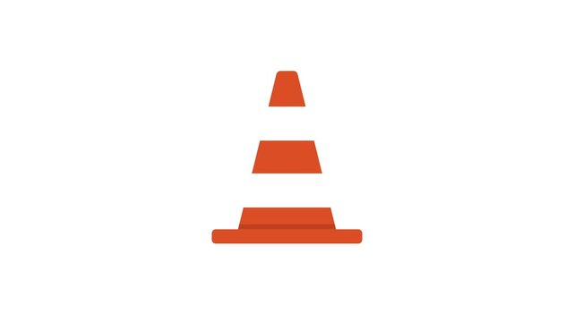 Traffic cone barrier vector icon animation isolated on green screen background for safety visuals