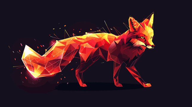 Geometric fox illustration fiery animal design in low poly style