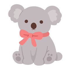 Obraz premium Cute koala illustration wearing a pink bow, adorable and playful design