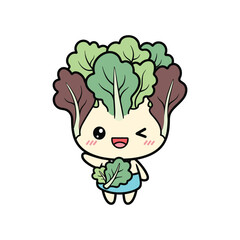 Obraz premium Lettuce Character Cute Mascot Commercial