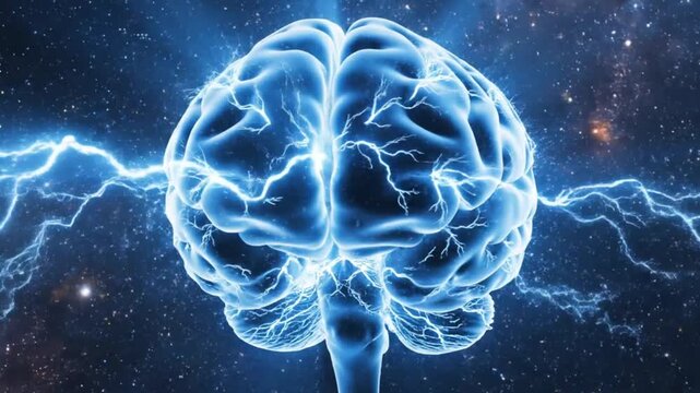 A glowing digital brain illustration displayed on a video thumbnail, symbolizing artificial intelligence, neural networks, and advanced technology. The image represents innovation in science, data pro