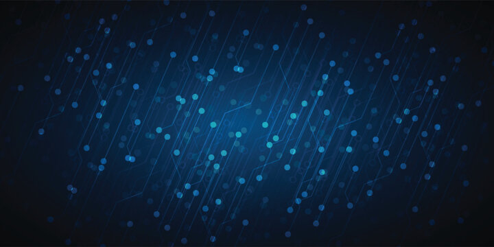 Futuristic dark blue abstract background with glowing dots and lines for modern digital design