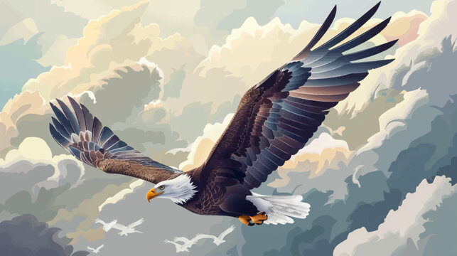 Majestic bald eagle soaring through cloudy skies freedom and power concept