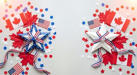 Fototapeta premium Victoria day patriotic wreaths with canadian and american flags
