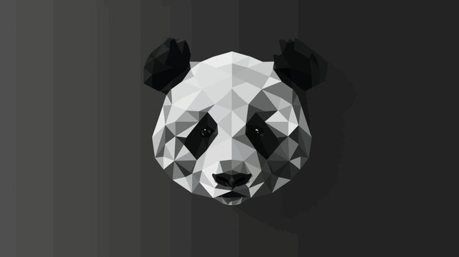 Geometric panda head illustration on grayscale background for design