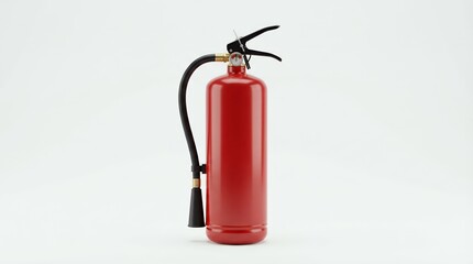 Obraz premium Modern Red Fire Extinguisher Standing Isolated on Clean White Background
