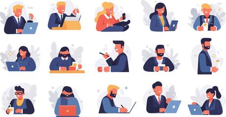 Fototapeta premium Diverse professionals engaged in daily tasks and conversations at work