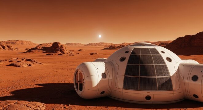Futuristic Martian Habitat - A Vision of Space Colonization on Mars.