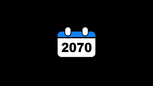Futuristic calendar 2070 on black background date future
