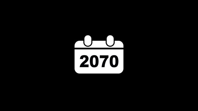 Futuristic calendar 2070 on black background digital