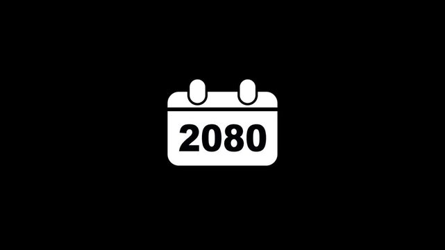 Futuristic calendar 2080 on black background minimalist for tech presentations and futuristic concepts