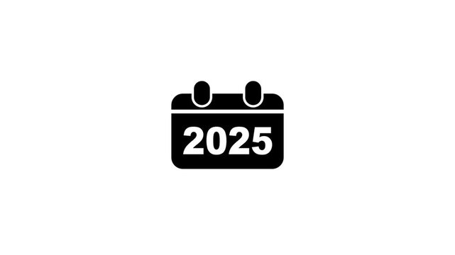Calendar 2025 new year date planner symbol black and white