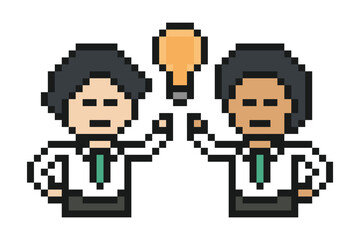 Obraz premium Businessman office problem idea planning investigation think cartoon with magnifying,work,analysis,leader,background,business,8 bot.