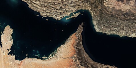 Fototapeta na wymiar Strait of Hormuz Satellite Image