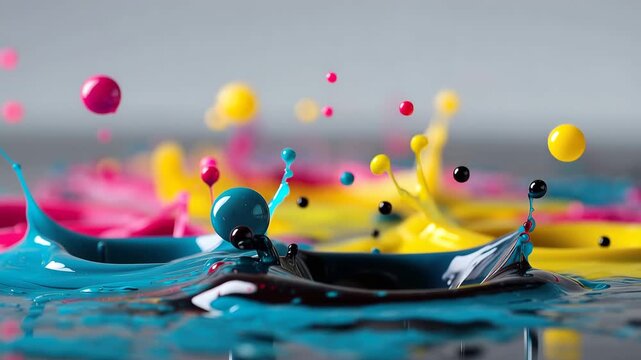 cmyk color drops flowing color liquid animation