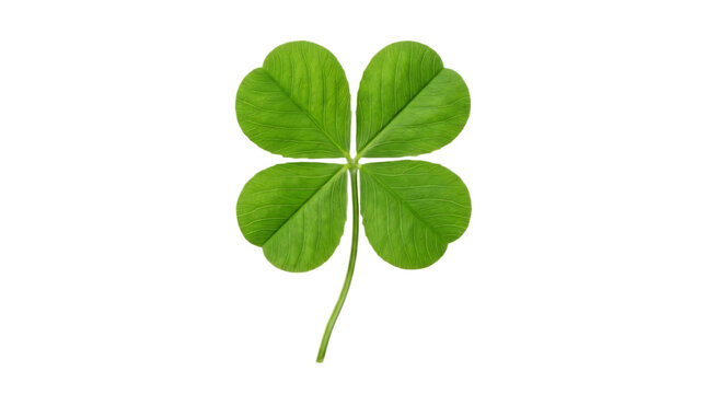 Four leaf clover on white background isolated green leafy nature rare luck