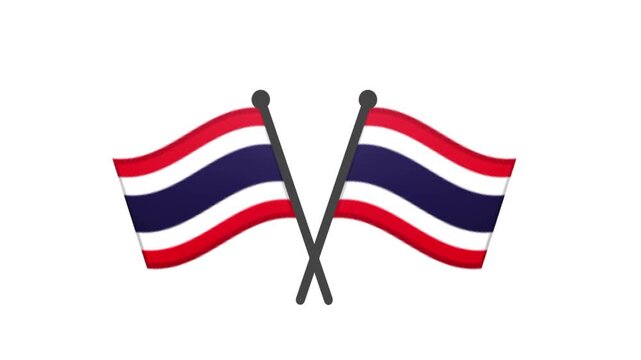 Two Thai flags waving crossed with each other, a symbol of national pride and unity for Thailand