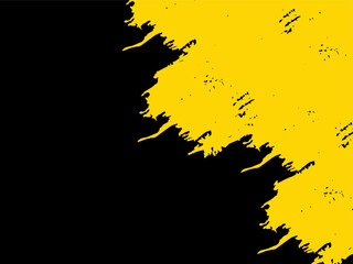 Obraz premium Grunge black and yellow paint smudge background. Messy brush stroke textured banner template with space for text for poster, ads, website, presentations.