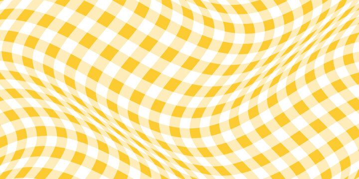 Yellow gingham or vichy pattern. Autumn or Thanksgiving day textile print for tabletop, picnic blanket, basket napkin, shirt or handkerchief. Cotton, linen or flannel design. Vector flat illustration.