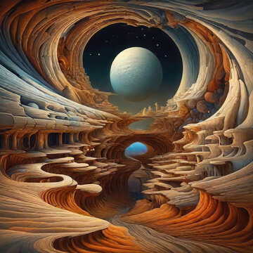 Giant cavern on alien world