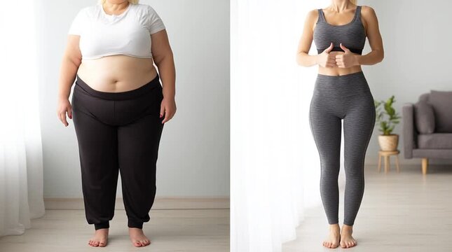 Transformation: Before and After: Depicting a transformative journey of weight loss, showcasing the physical changes through comparative imagery.