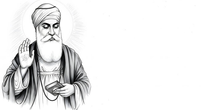 guru nanak portrait sketch drawing art illustration book religion faith devotion peace paper history knowledge