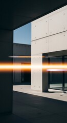 Fototapeta premium Modern architectural design with a bright light flare.