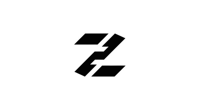 Abstract geometric letter z design in monochrome style on white background