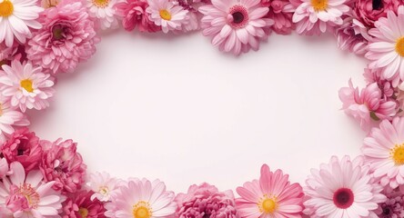 Obraz premium Clean area enclosed by blooming flower frame