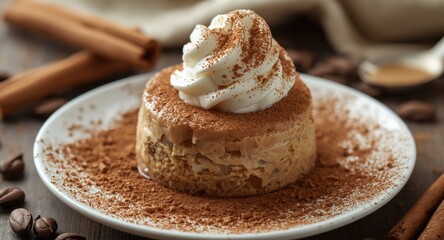 Decadent creamy dessert featuring a blend of coffee and cinnamon essence
