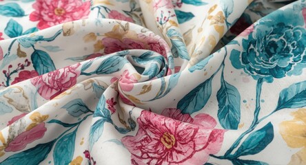 Fototapeta premium Illustrated watercolor scarf design featuring custom artistic patterns
