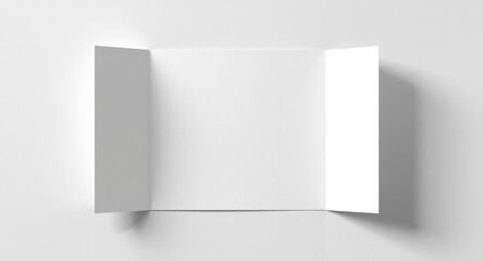 Fototapeta premium Plain white folded card template with soft shadow effect