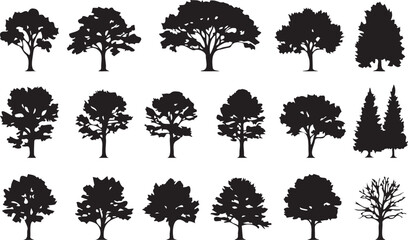 Fototapeta premium Tree silhouette set. Forest nature vector collection