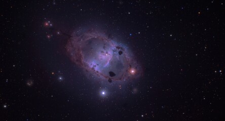 Fototapeta premium Glowing nebula with multiple galaxy shapes in space background