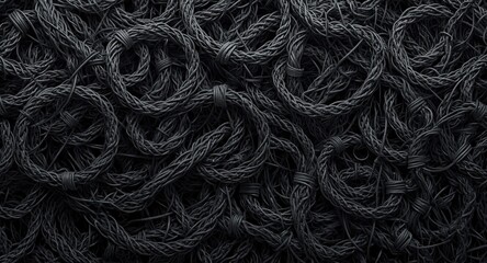 Fototapeta premium Knotty and disorganized cables causing chaotic scene