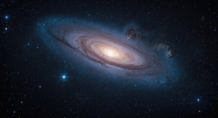 Fototapeta premium Open space vista showing radiant stars and vast spiral and elliptical galaxies
