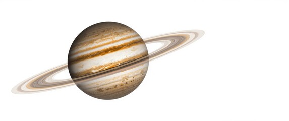 Fototapeta premium Isolated Jupiter planet and its rotating satellites on a luminous white backdrop