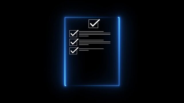 check list animated outline icon. Checklist line icon animation. document marking, mark icon 4k motion