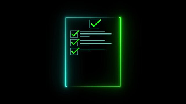 check list animated outline icon. Checklist line icon animation. document marking, mark icon 4k motion