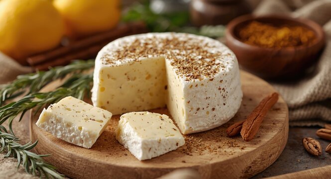 Delectable cheese with cumin and spices tradition for summer solstice event