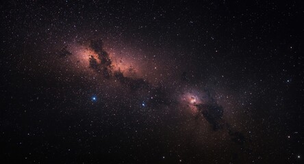 Fototapeta premium Glowing flare in a starry night sky showcasing a radiant setting sun and vibrant nebula