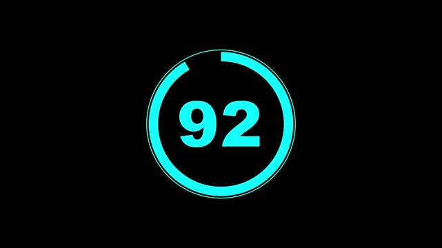 Modern digital timer counting down from 100 to 0 on black background. 1 minute timer animation. 100 second countdown timer 4k motion