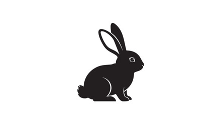 Fototapeta premium A black silhouette of a rabbit sitting on a white background