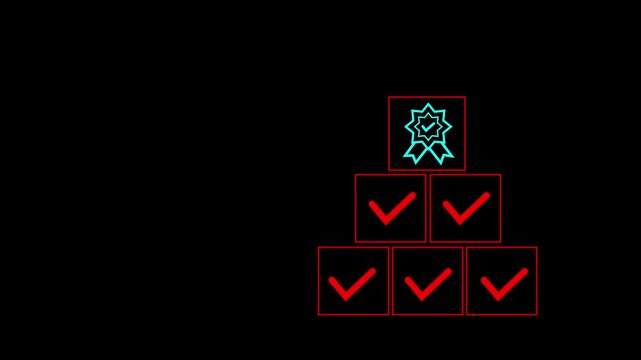 Check box inside a square shape box animation, symbolizing approval or completion