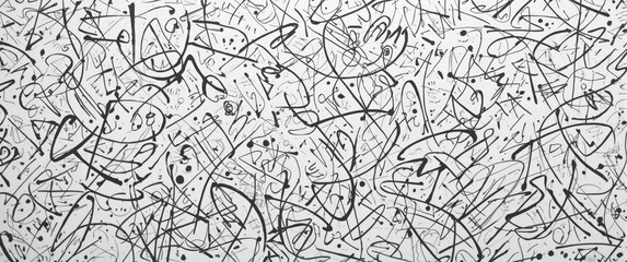 Fototapeta premium Random energetic scribbles crafting textured abstract pattern on pure white paper