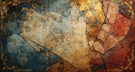 Obraz premium Modern and baroque artistic fusion displayed on a textured wallpaper surface for card art