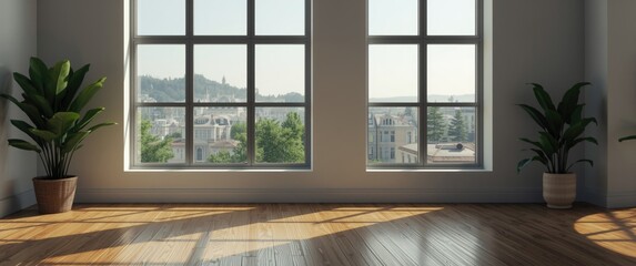Fototapeta premium Fresh empty space focusing on window scenery