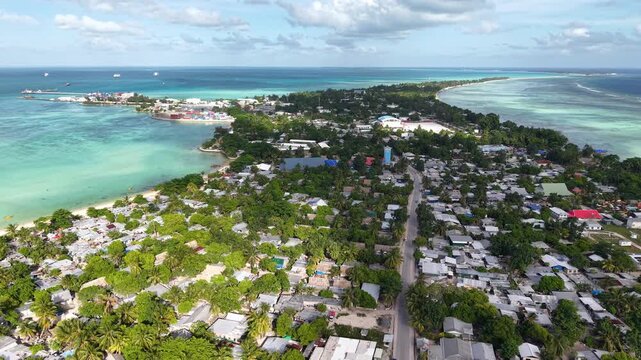 Kiribati Betio South Tarawa Atoll Capital Gilbert Islands Oceania Pacific Aerial Drone 4K  