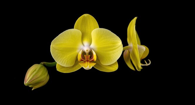 Eye catching yellow Phalaenopsis orchid with name Julia set on a pure black backdrop