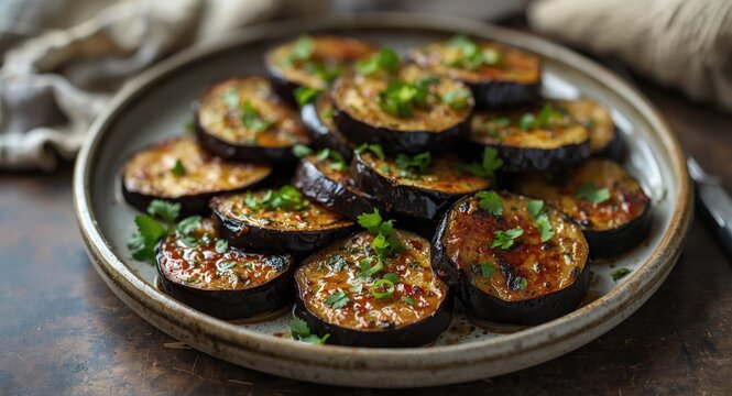 Rustic Turkish eggplant saksuka served as a cold appetizer
